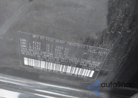 2017 Subaru Impreza 2.0I Premium из США, поврежденный, VIN 4S3GTAB61H3721838